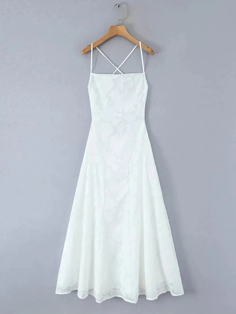 Lace Spaghetti Strap Maxi Dress - 