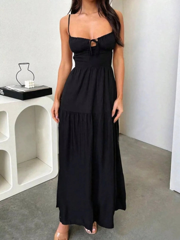 Lace Up Back Maxi Cami Dress - 
