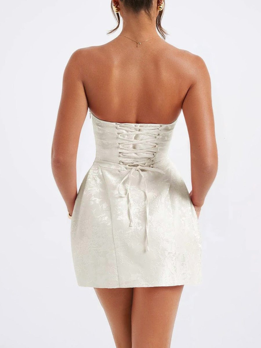 Lace - Up Sleeveless Satin Mini Dress with Bow - New Arrivals