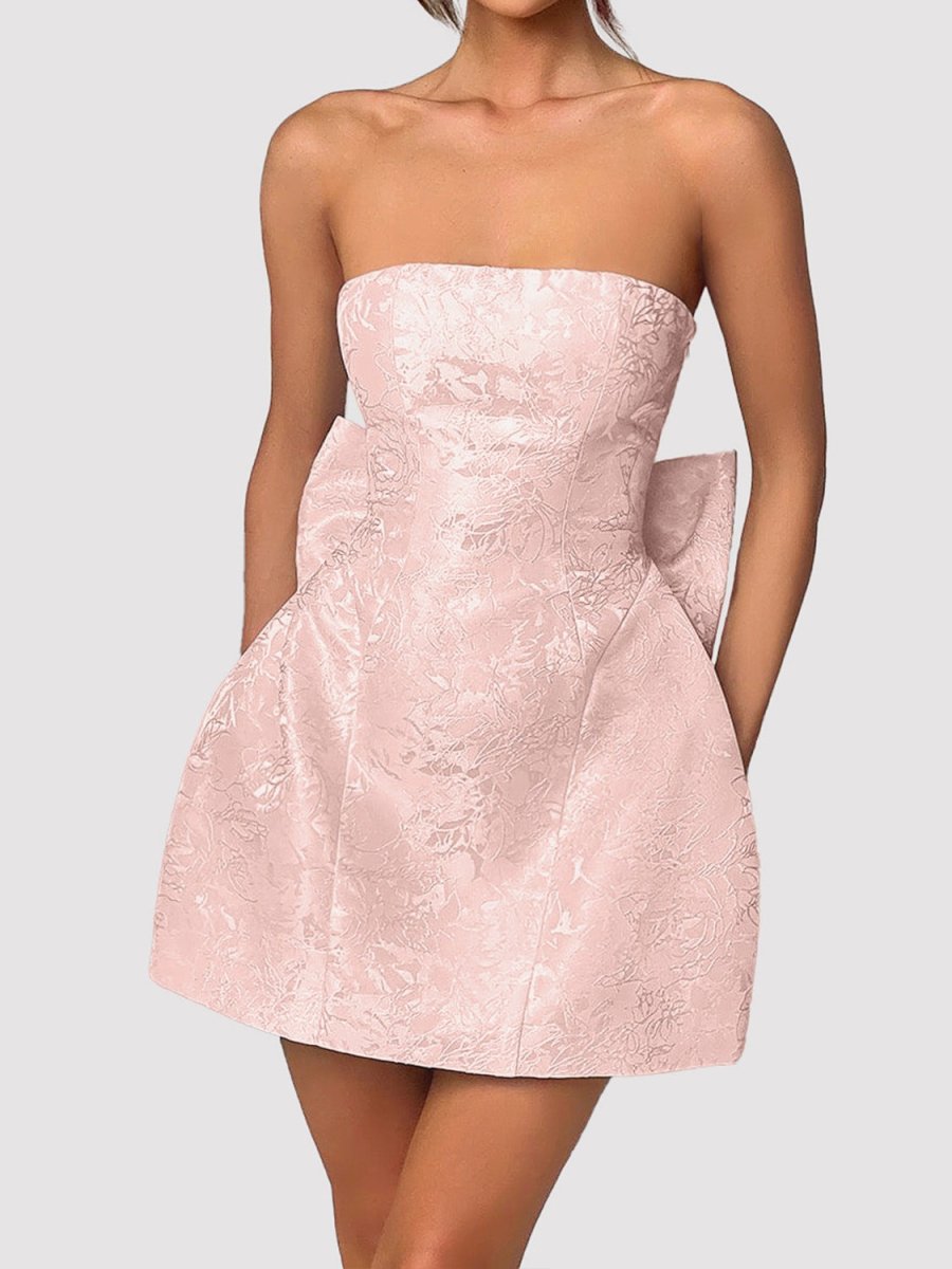 Lace - Up Sleeveless Satin Mini Dress with Bow - New Arrivals