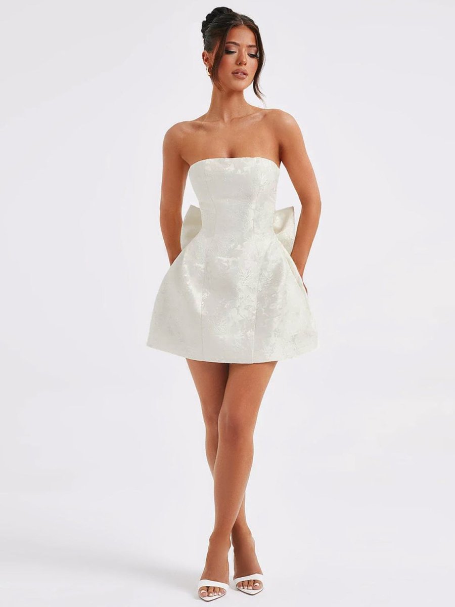 Lace - Up Sleeveless Satin Mini Dress with Bow - New Arrivals