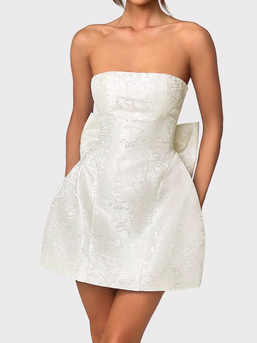 Lace - Up Sleeveless Satin Mini Dress with Bow - New Arrivals