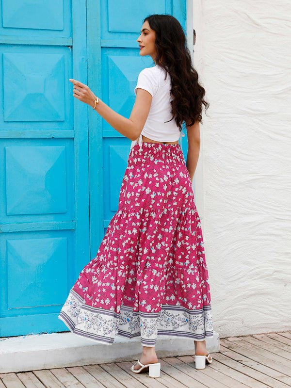 Ladies Casual Fashion Boho Print Skirt - Bottoms