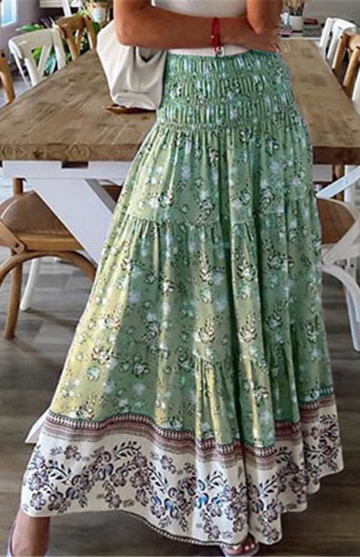Ladies Casual Fashion Boho Print Skirt - Bottoms