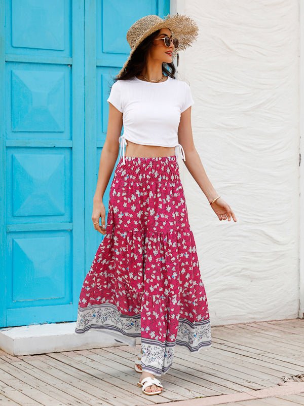 Ladies Casual Fashion Boho Print Skirt - Bottoms