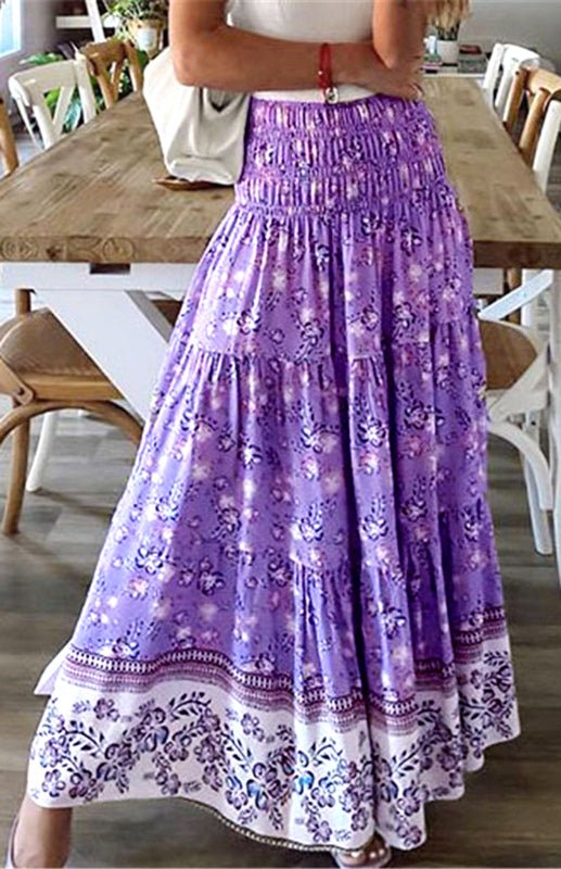 Ladies Casual Fashion Boho Print Skirt - Bottoms