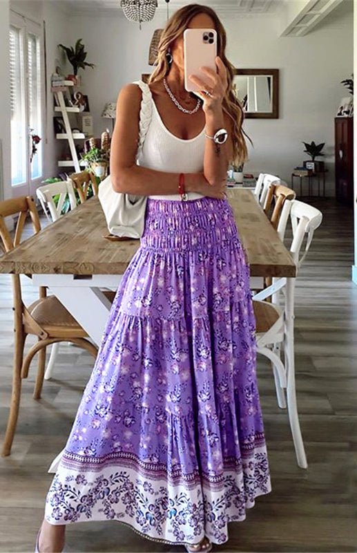 Ladies Casual Fashion Boho Print Skirt - Bottoms