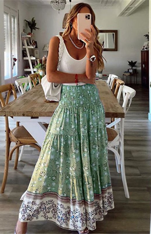 Ladies Casual Fashion Boho Print Skirt - Bottoms