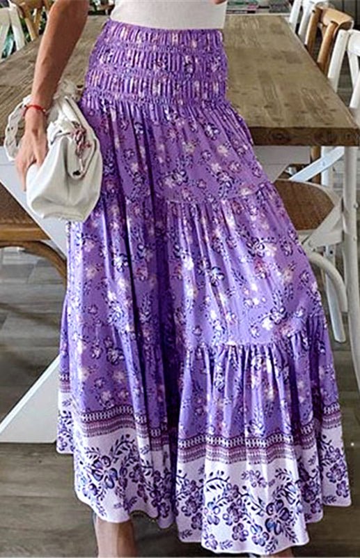 Ladies Casual Fashion Boho Print Skirt - Bottoms
