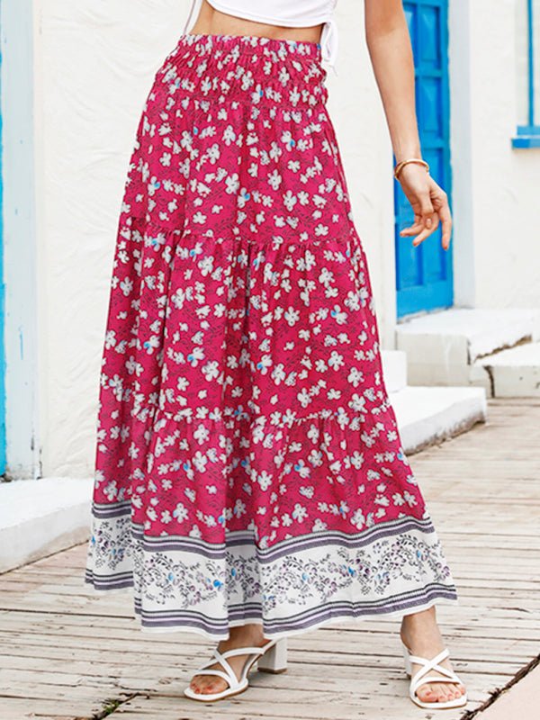 Ladies Casual Fashion Boho Print Skirt - Bottoms
