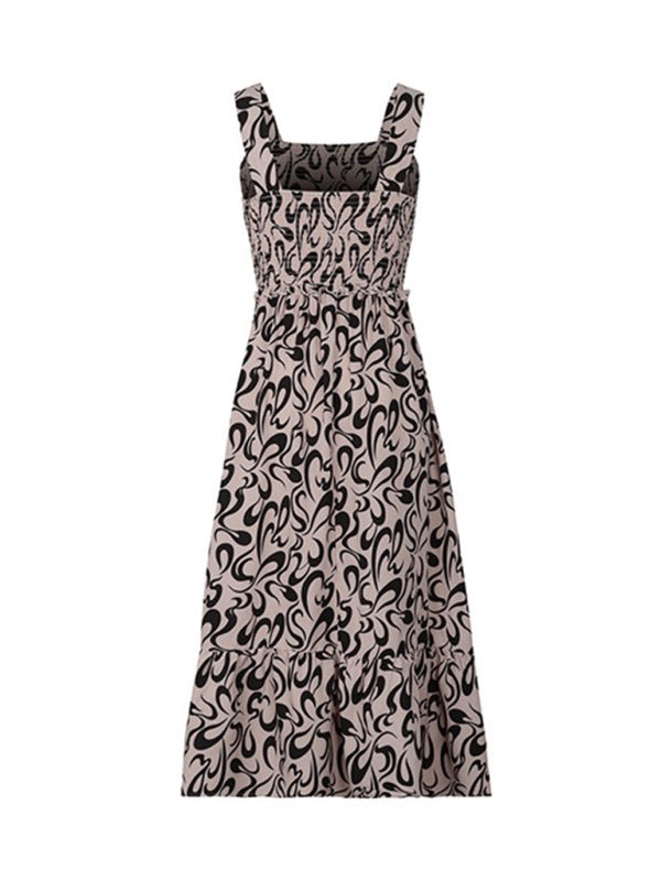 Ladies new geometric pattern suspender dress - Day Dress