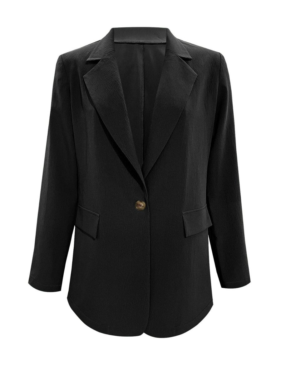 Lapel Collar Long Sleeve Blazer - Blazer Suit