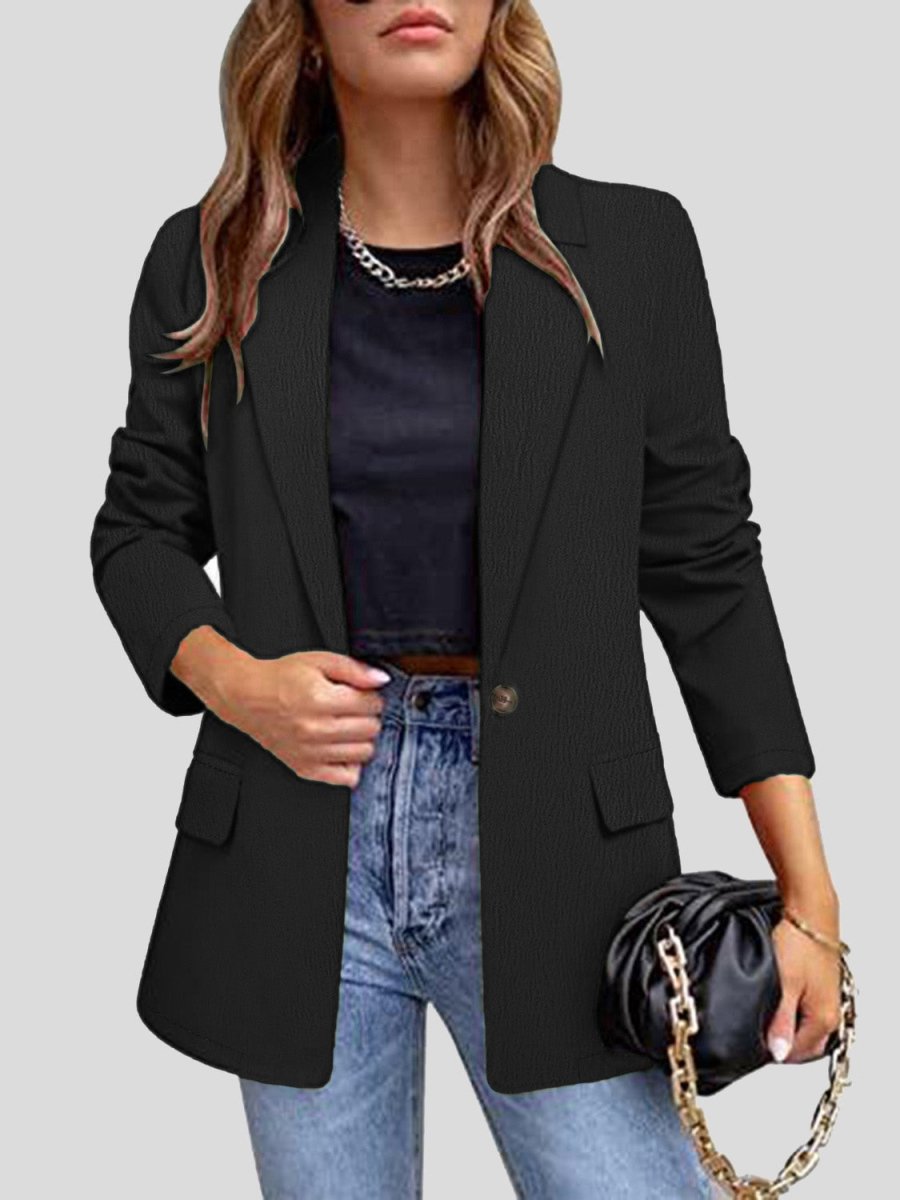Lapel Collar Long Sleeve Blazer - Blazer Suit