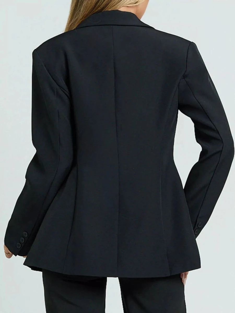 Lapel Collar One Button Blazer - 