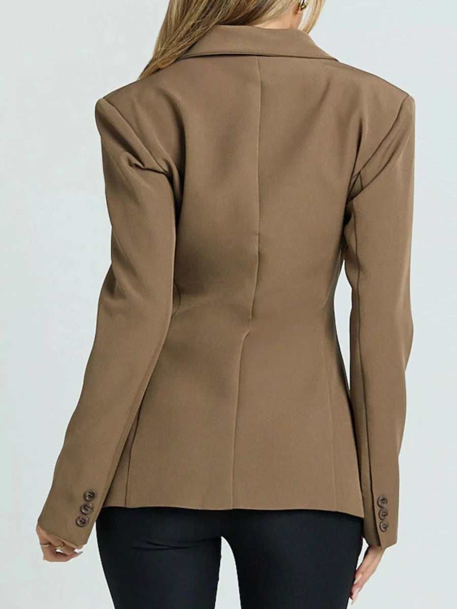 Lapel Collar One Button Blazer - 
