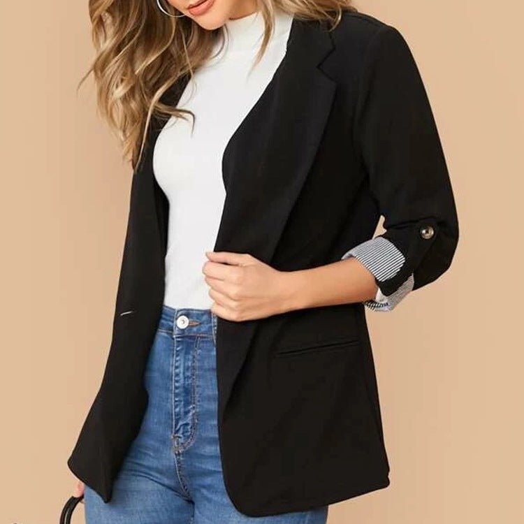 Lapel Collar Roll - Tab Sleeve Blazer - Blazer Suit