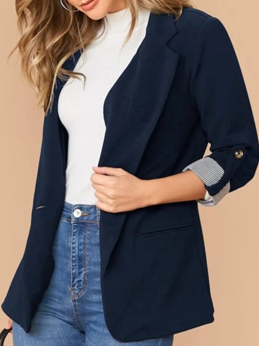 Lapel Collar Roll - Tab Sleeve Blazer - Blazer Suit
