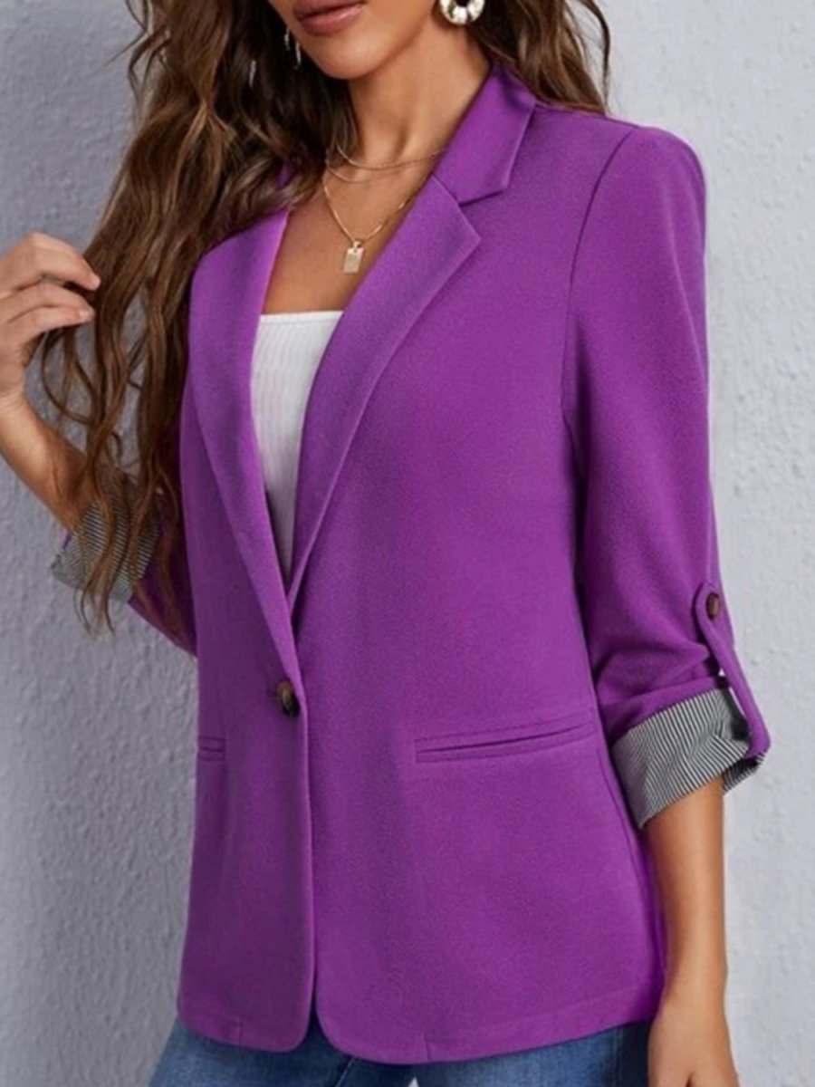 Lapel Collar Roll - Tab Sleeve Blazer - Blazer Suit