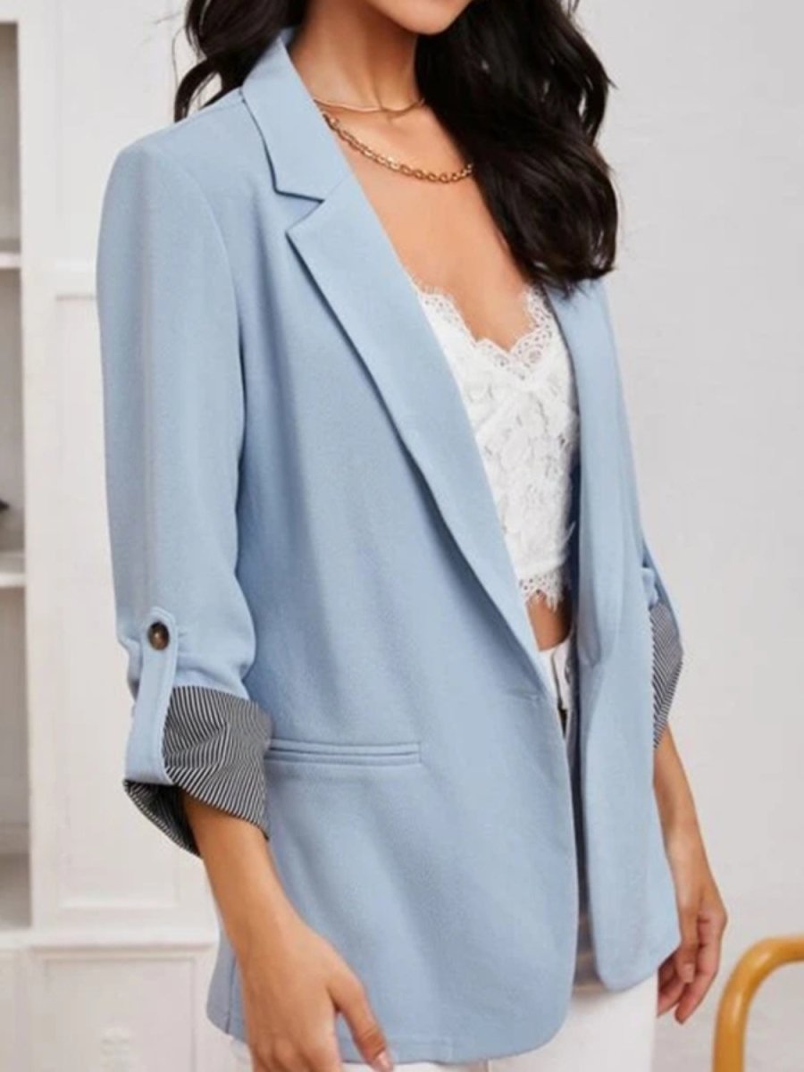 Lapel Collar Roll - Tab Sleeve Blazer - Blazer Suit