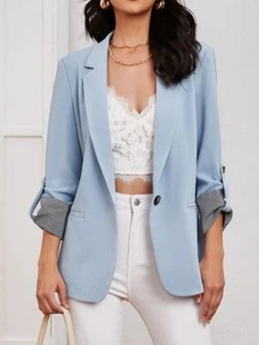 Lapel Collar Roll - Tab Sleeve Blazer - Blazer Suit