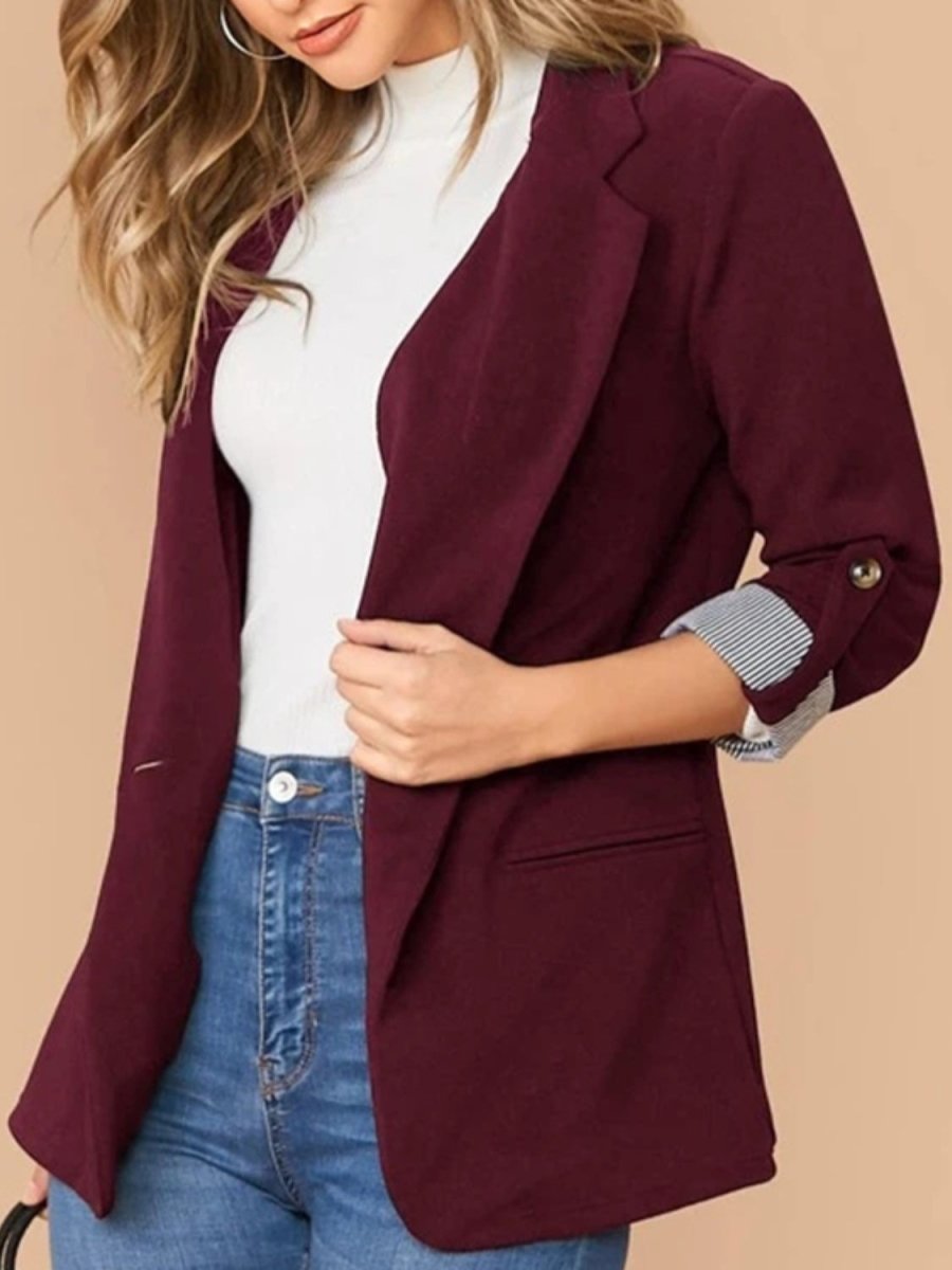 Lapel Collar Roll - Tab Sleeve Blazer - Blazer Suit