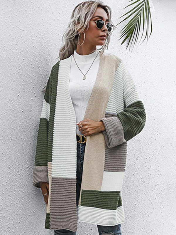 Lazy style thickened autumn and winter long knitted cardigan sweater coat women - Outerwear