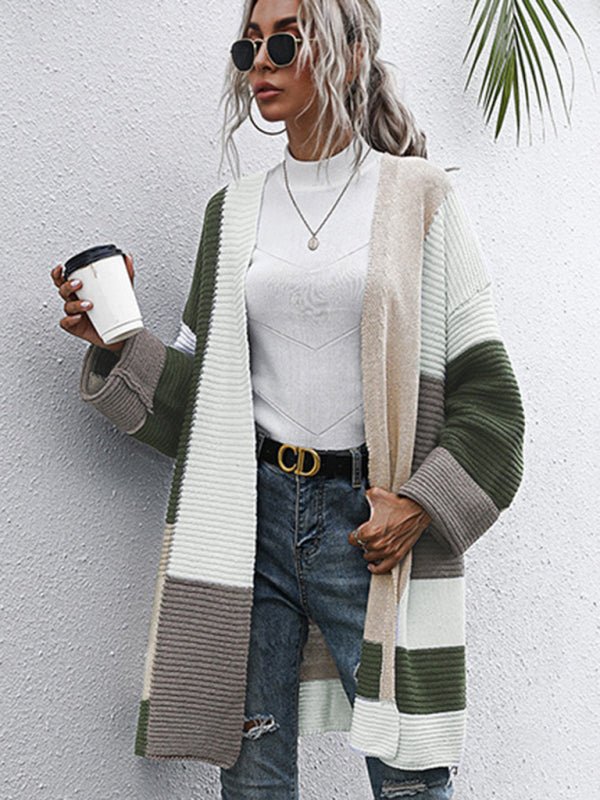 Lazy style thickened autumn and winter long knitted cardigan sweater coat women - Outerwear