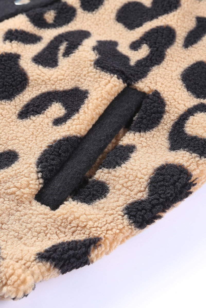 Leopard Button Up Long Sleeve Jacket - Outerwear