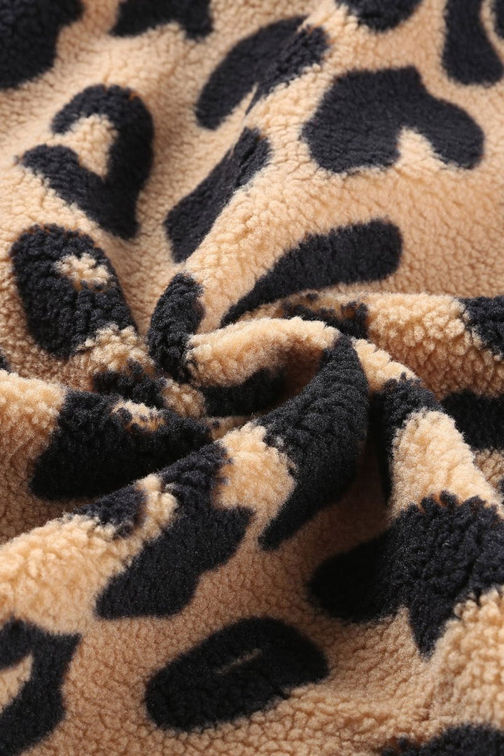 Leopard Button Up Long Sleeve Jacket - Outerwear