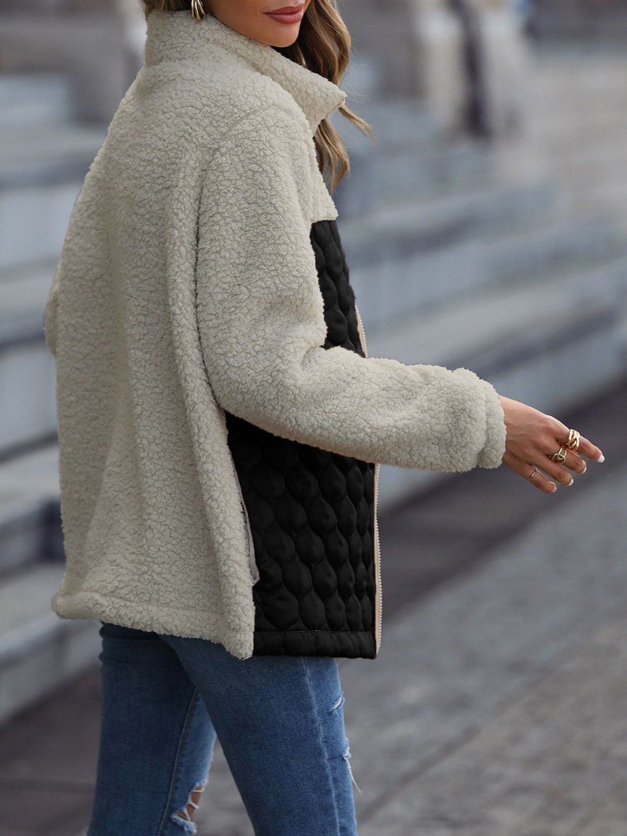 Leopard Color Block Zip - Up Jacket - Outerwear