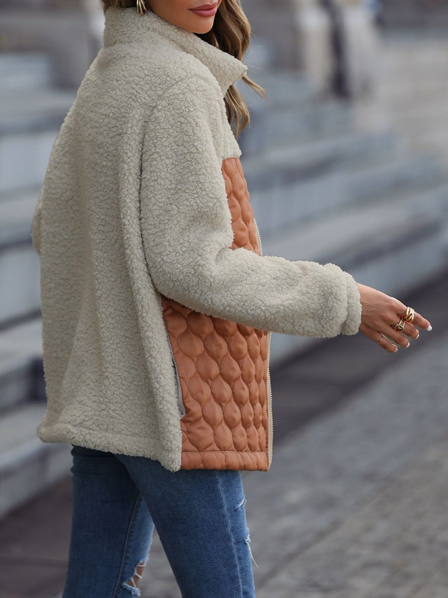 Leopard Color Block Zip - Up Jacket - Outerwear