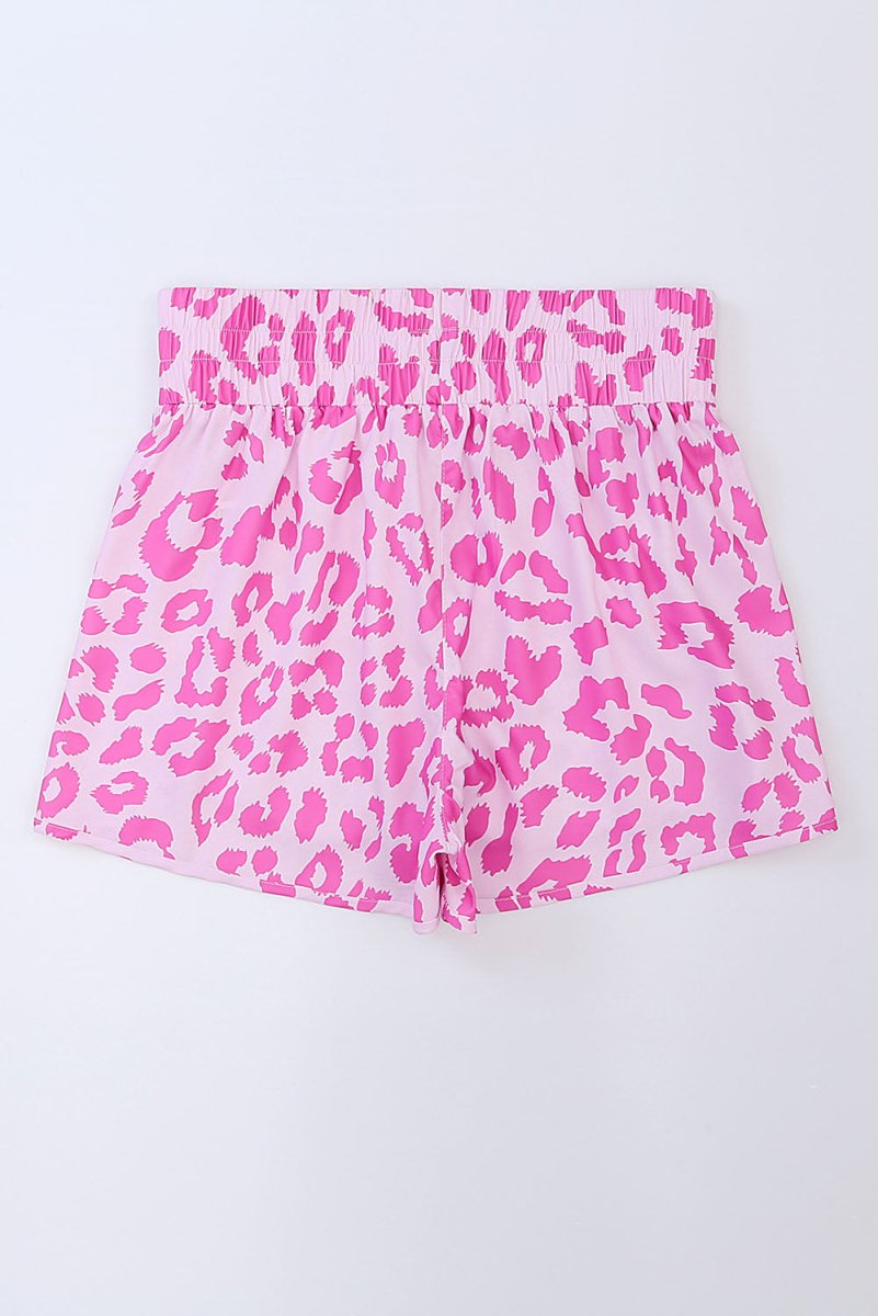 Leopard Elastic Waist Shorts - Bottoms