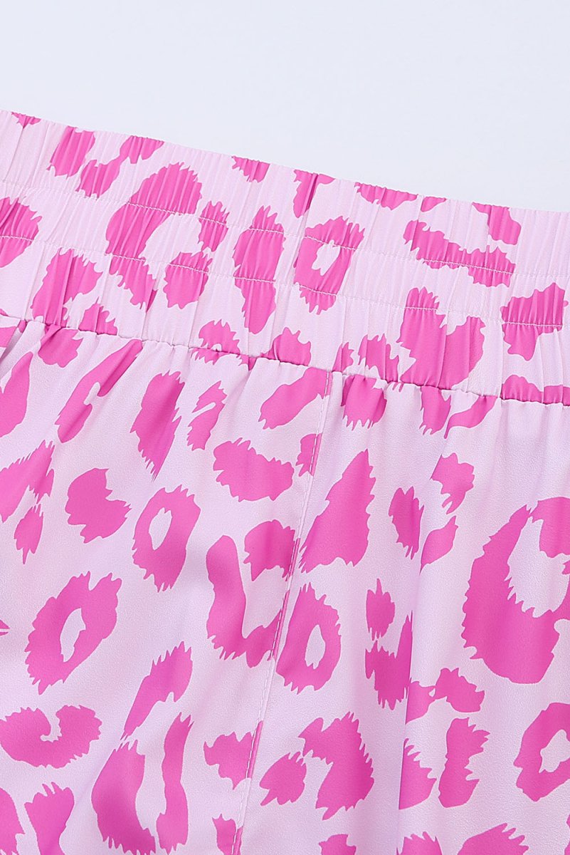 Leopard Elastic Waist Shorts - Bottoms