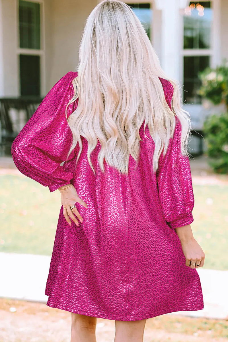 Leopard Johnny Collar Mini Dress - Nightout dress
