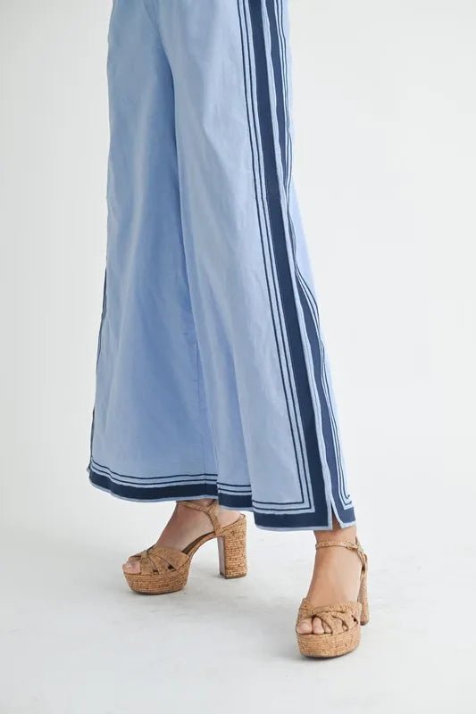 Linen Mix Shoulder Strap Jumpsuit - 
