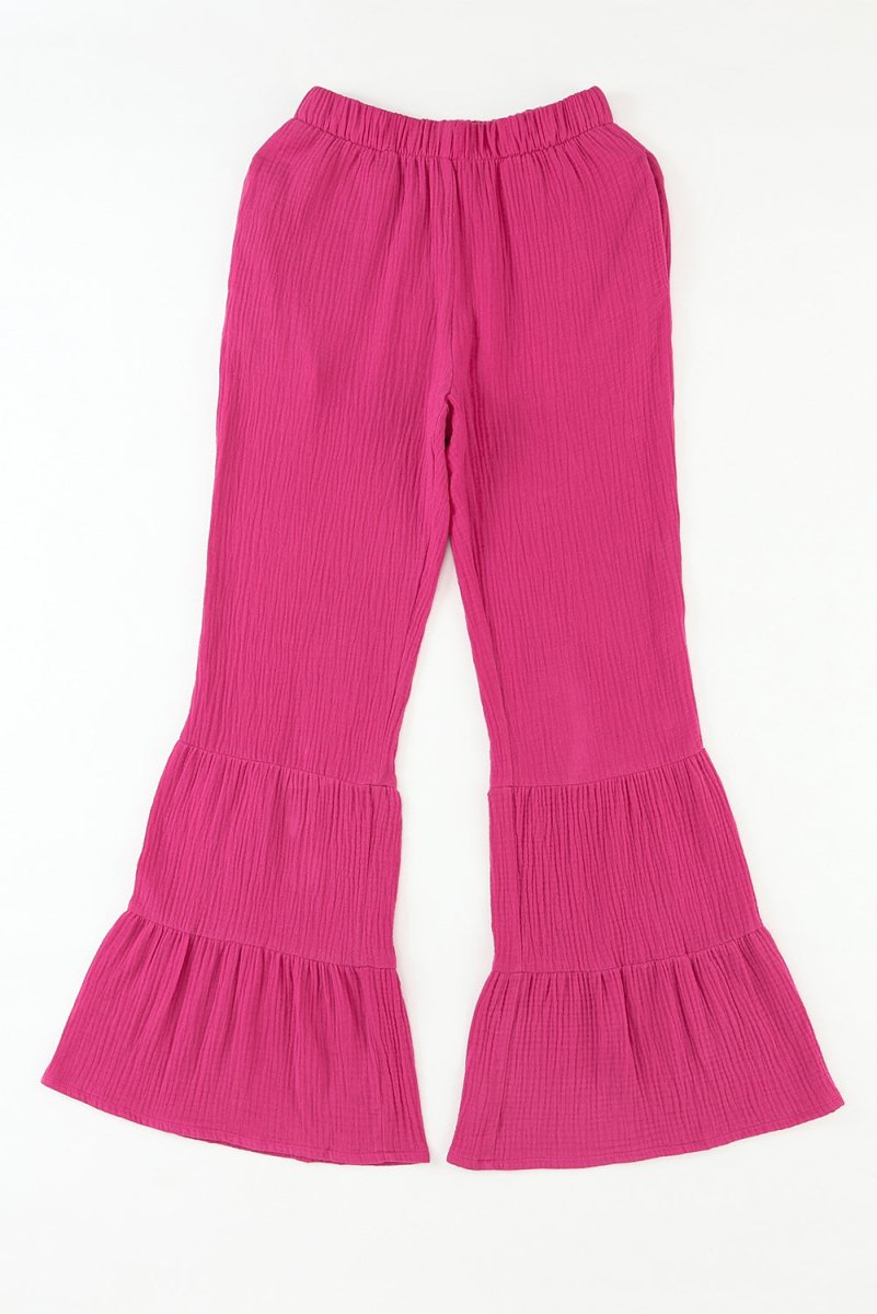Long Flare Pants with Pocket - Bottoms