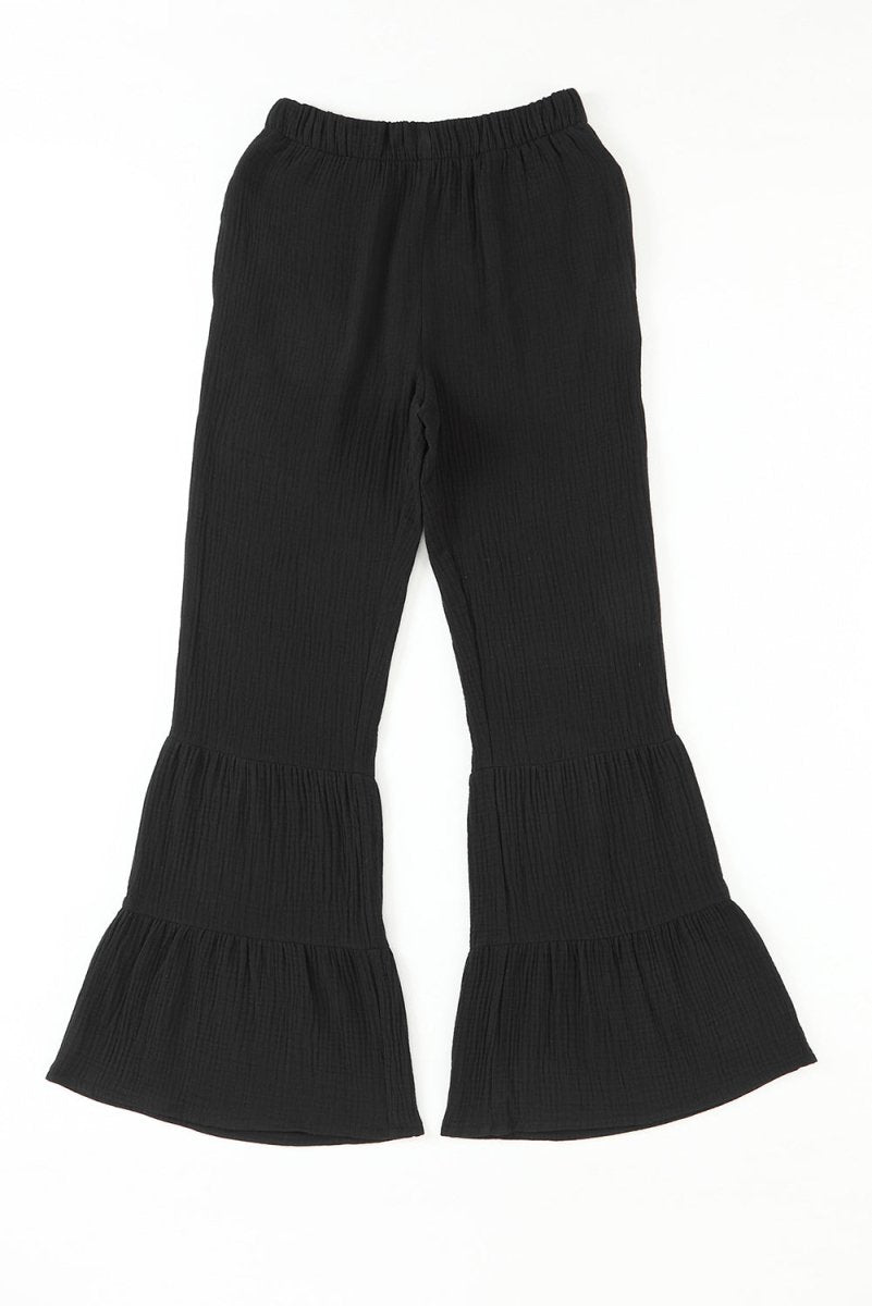 Long Flare Pants with Pocket - Bottoms
