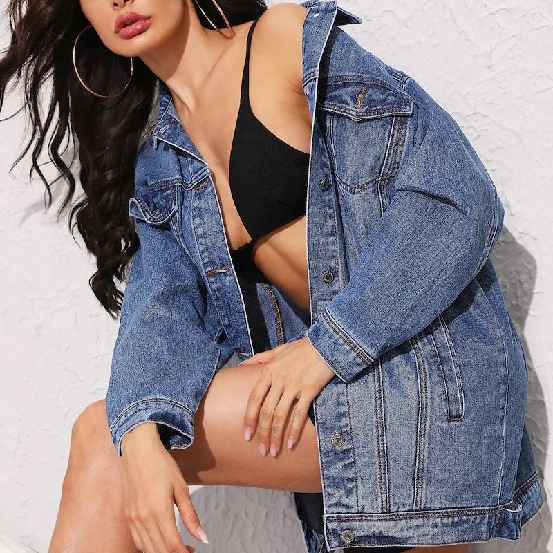 Long Sleeve Denim Jacket - Outerwear