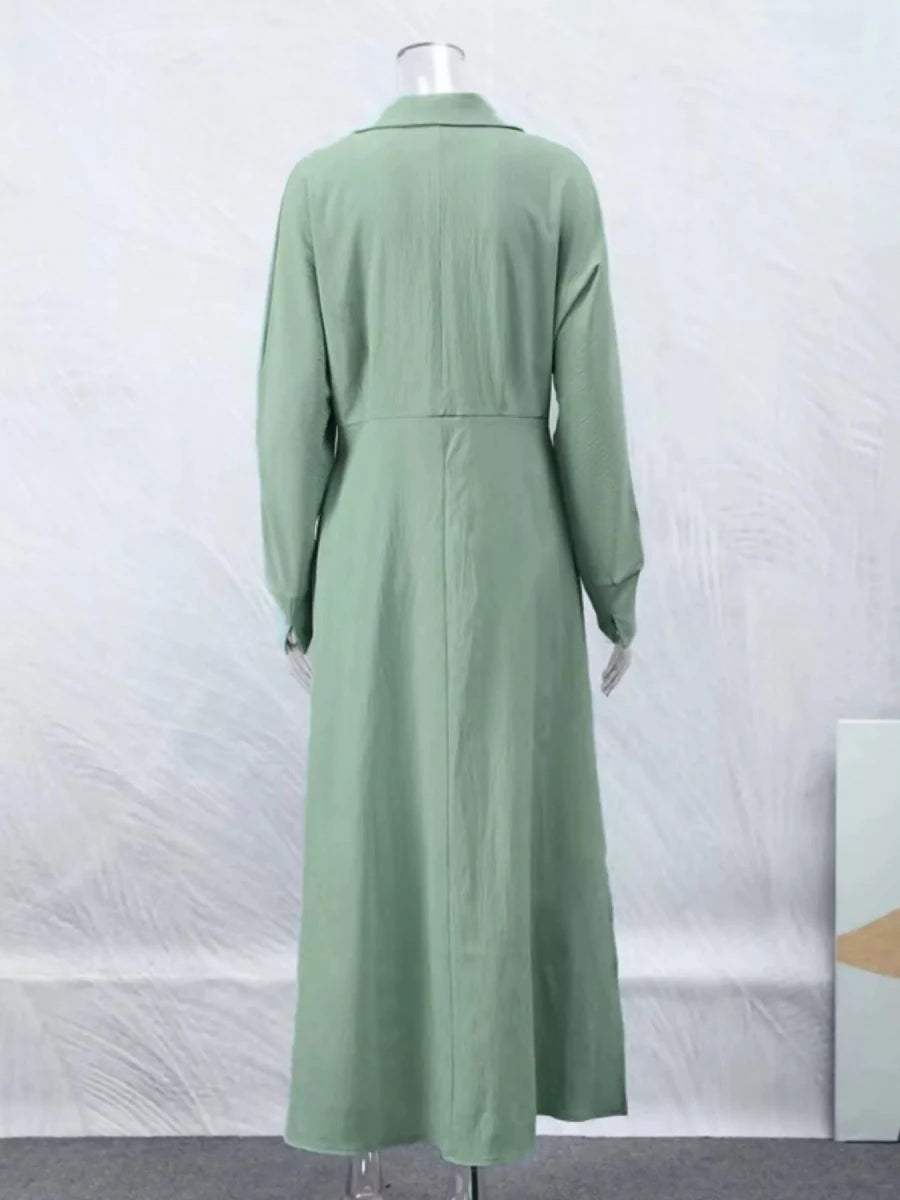Long Sleeve Shirt Dress with Side Slits - 