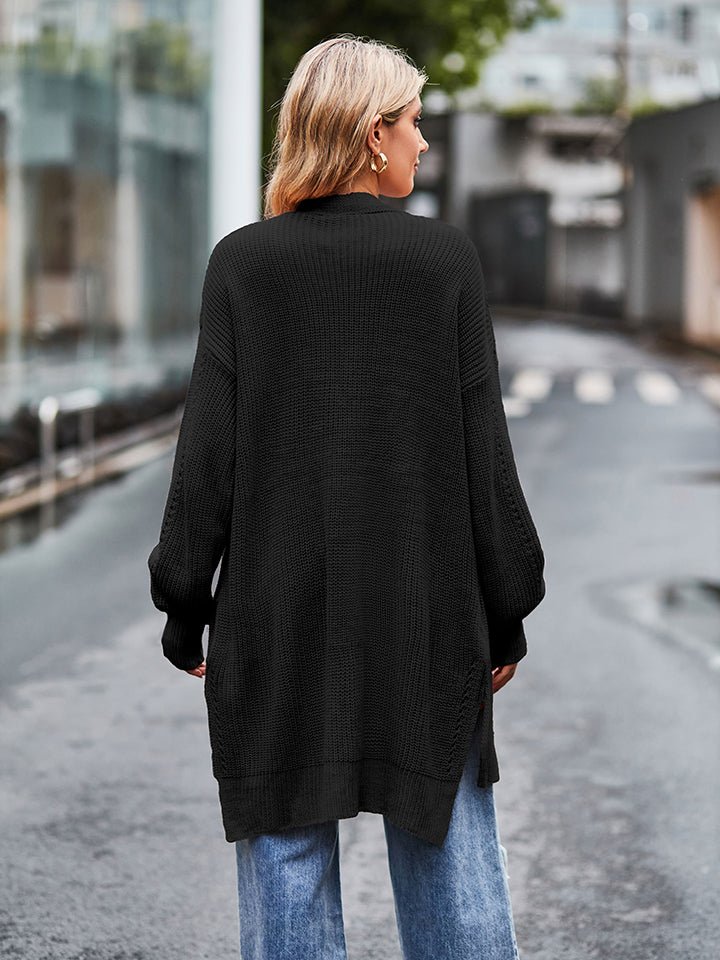 Long Sleeve Waffle - Knit Cardigan - Outerwear