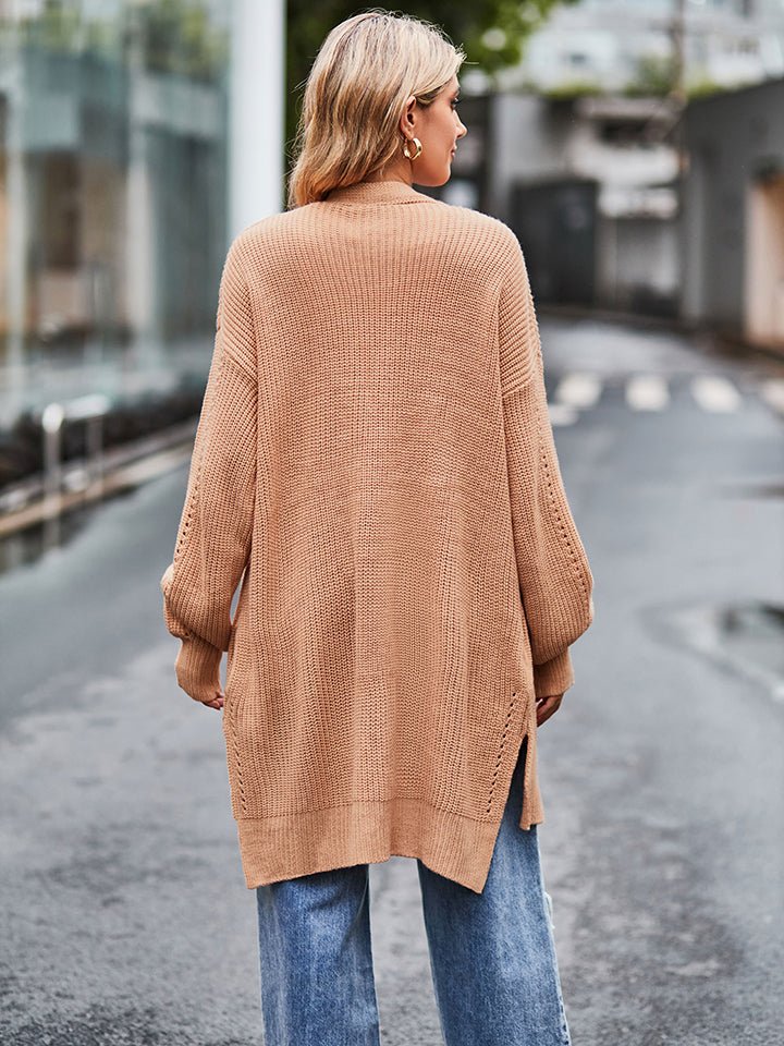 Long Sleeve Waffle - Knit Cardigan - Outerwear