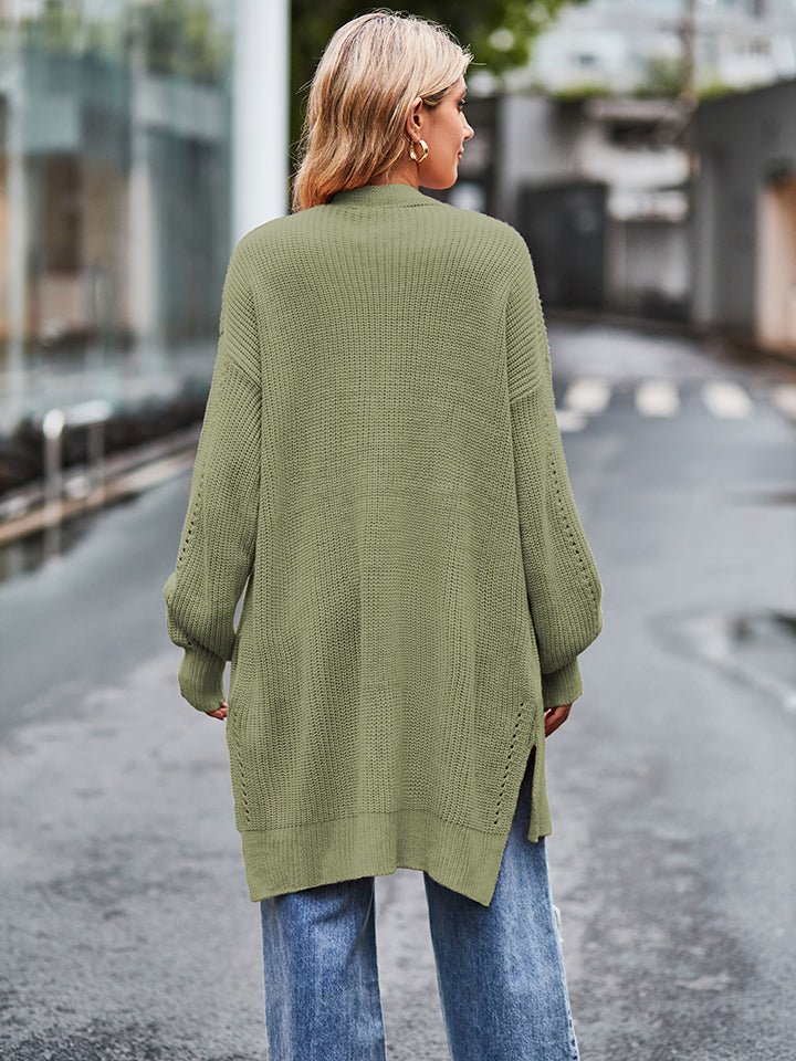 Long Sleeve Waffle - Knit Cardigan - Outerwear