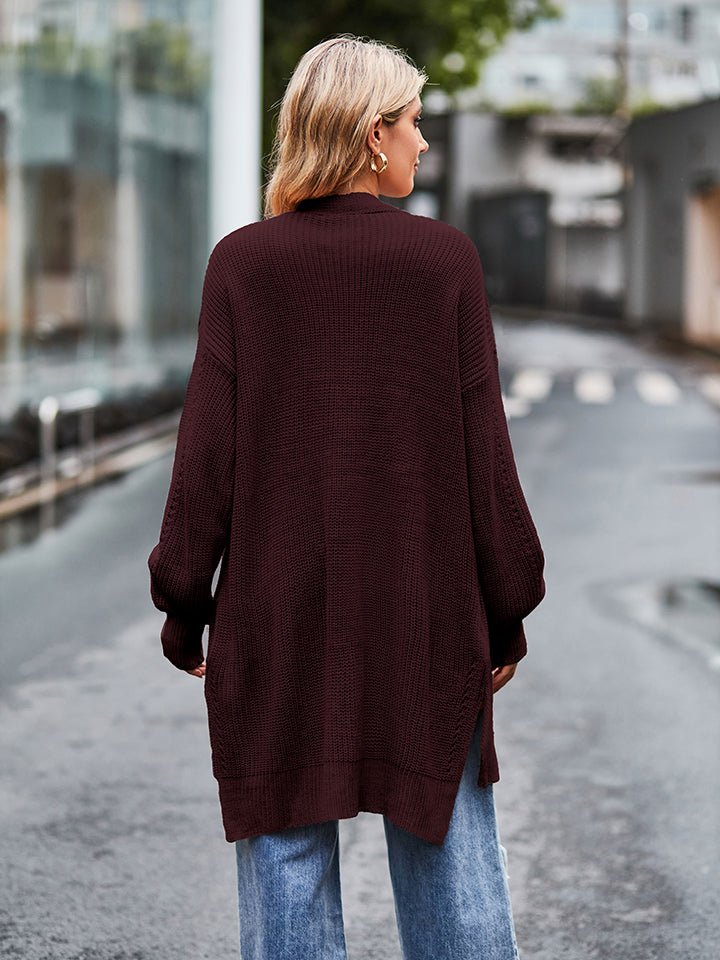 Long Sleeve Waffle - Knit Cardigan - Outerwear