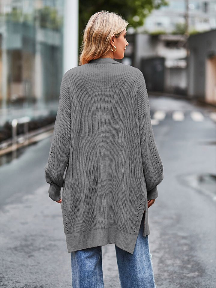 Long Sleeve Waffle - Knit Cardigan - Outerwear