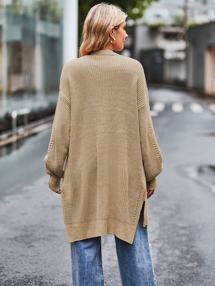 Long Sleeve Waffle - Knit Cardigan - Outerwear