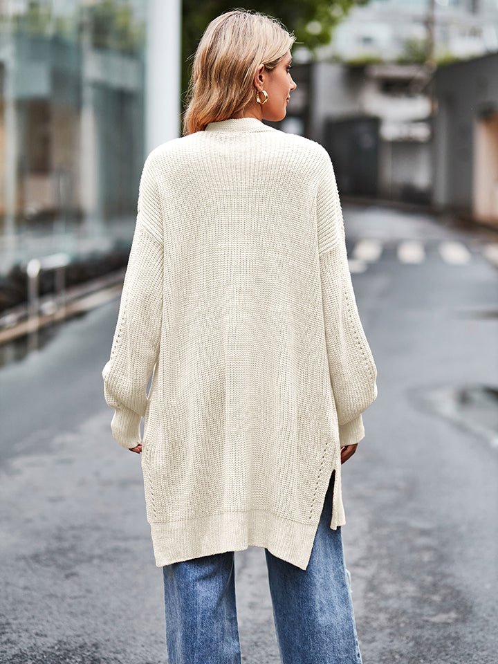 Long Sleeve Waffle - Knit Cardigan - Outerwear