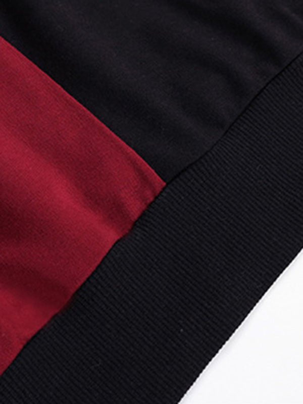 Long - sleeved color block round neck casual sweater dress - Sweater Dress