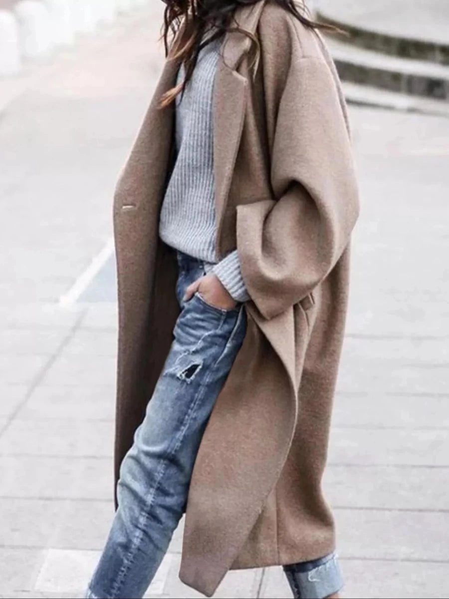 Longline Wool Blend Overcoat with Pockets - 