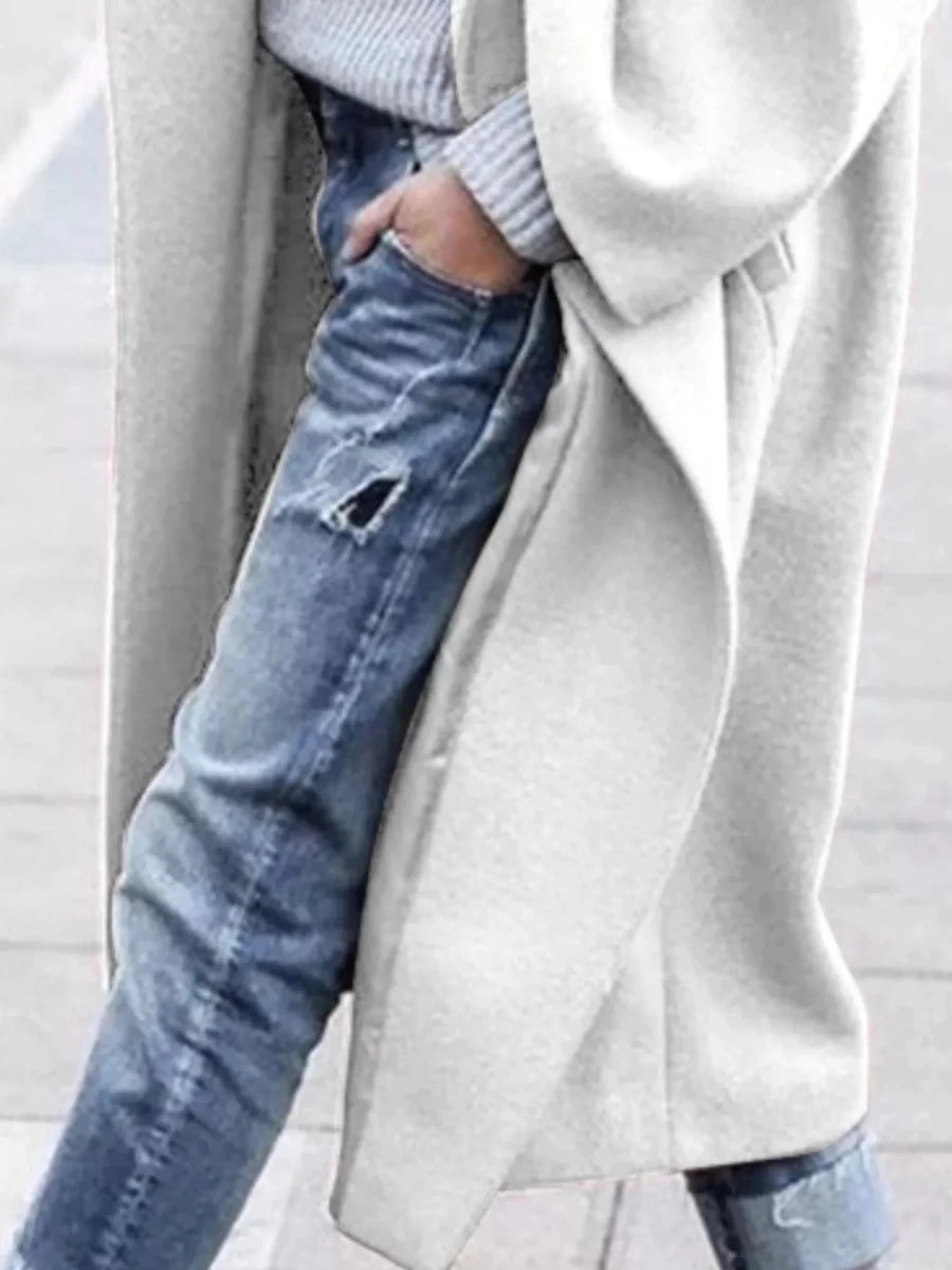 Longline Wool Blend Overcoat with Pockets - 