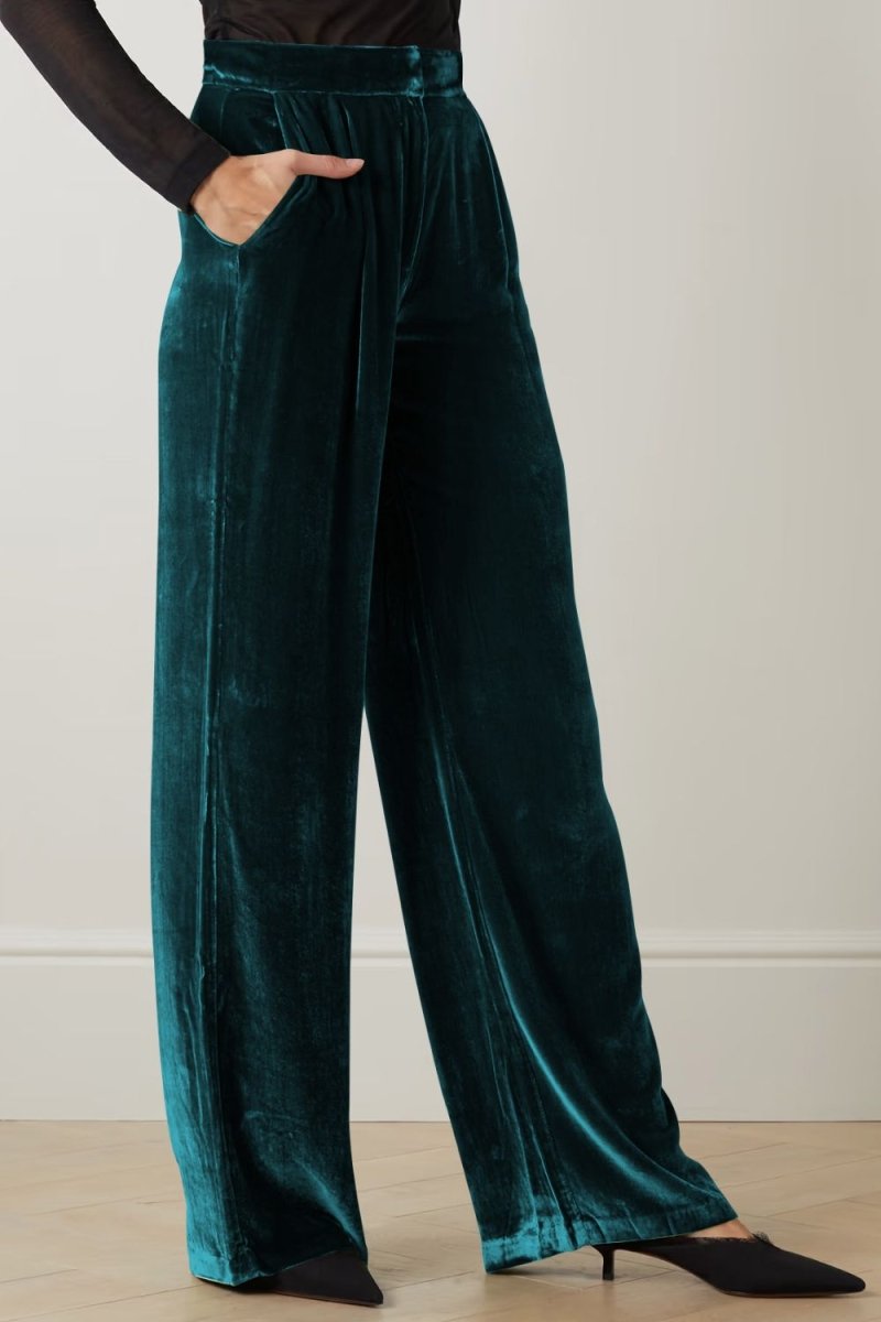 Loose Fit High Waist Long Pants with Pockets - Bottoms